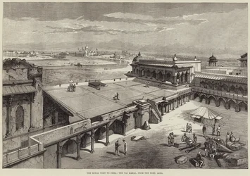 La visita real a la India, el Taj Mahal, desde el Fuerte, Agra